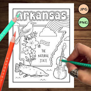 Prospectus 11,4 Cm X 14,2 Cm arkansas état forme et faits coloriage page