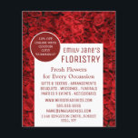 Prospectus 11,4 Cm X 14,2 Cm Arrière - plan Red Rose, publicité fleuriste<br><div class="desc">Arrière - plan Red Rose,  Floristry Advertising Florising Flyer par The Carte de visite Store.</div>
