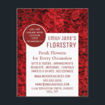 Prospectus 11,4 Cm X 14,2 Cm Arrière - plan Red Rose, publicité fleuriste<br><div class="desc">Arrière - plan Red Rose,  Floristry Advertising Florising Flyer par The Carte de visite Store.</div>