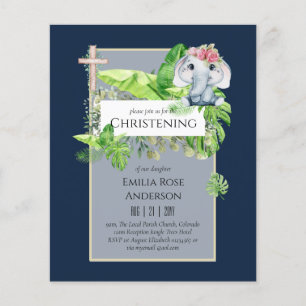 Prospectus 11,4 Cm X 14,2 Cm Baby Elephant CHRISTENING Invitation pour les fill