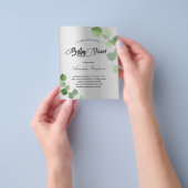Prospectus 11,4 Cm X 14,2 Cm Baby shower argent eucalyptus invitation budgétair (main)