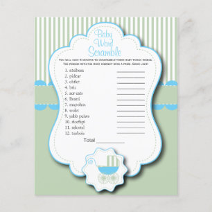Prospectus 11,4 Cm X 14,2 Cm Baby shower bleu, blanc et vert à la menthe - Bleu