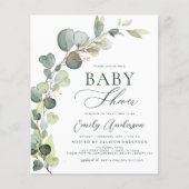 Prospectus 11,4 Cm X 14,2 Cm Baby shower Budget Vert Eucalyptus Invitations (Devant)