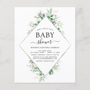 Prospectus 11,4 Cm X 14,2 Cm Baby shower budgétaire Eucalyptus Botanique Géomét