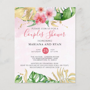 Prospectus 11,4 Cm X 14,2 Cm Baby Shower de couple floral tropical d'été à budg