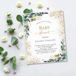 Prospectus 11,4 Cm X 14,2 Cm Baby shower eucalyptus parties scintillant invitat