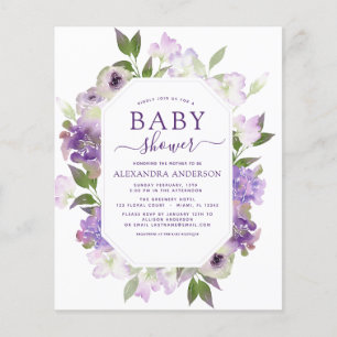 Prospectus 11,4 Cm X 14,2 Cm Baby Shower Fleur de Dusty Purple de Budget