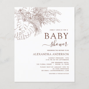 Prospectus 11,4 Cm X 14,2 Cm Baby-Shower Minimaliste Pampa Herbe Bohème F