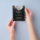 Prospectus 11,4 Cm X 14,2 Cm Baby shower noir argent budget invitation (main)