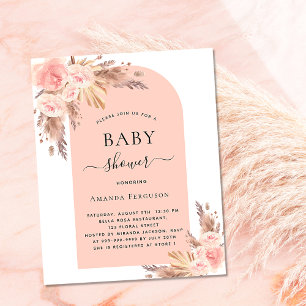 Prospectus 11,4 Cm X 14,2 Cm Baby shower pampas rose or budget invitation