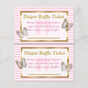 Prospectus 11,4 Cm X 14,2 Cm Baby shower Papillon rose et or Refus de couche de