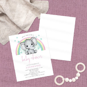 Prospectus 11,4 Cm X 14,2 Cm BABY SHOWER rose arc-en-ciel PAPER Elephant