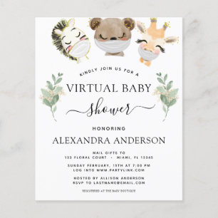 Prospectus 11,4 Cm X 14,2 Cm Baby Shower Virtuel à Budget Fête Prénatale Boisée