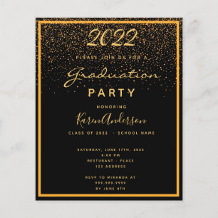 Prospectus 11,4 Cm X 14,2 Cm Baccalauréat partie or noir budget invitation