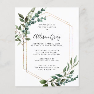 Prospectus 11,4 Cm X 14,2 Cm Baptême Floral Cadre en Feuille de Métallisée   Fl