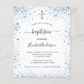 Prospectus 11,4 Cm X 14,2 Cm Baptême garçon bleu blanc budget invitation (Devant)
