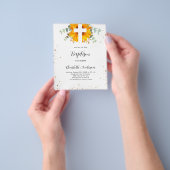 Prospectus 11,4 Cm X 14,2 Cm Baptême tournesol eucalyptus invitation budgétaire (main)