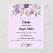 Prospectus 11,4 Cm X 14,2 Cm Baptême violet fleurs verdure invitation budgétair (Devant)