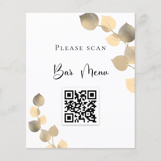 Prospectus 11,4 Cm X 14,2 Cm Barre menu QR code eucalyptus or (Devant)