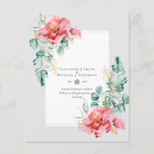 Prospectus 11,4 Cm X 14,2 Cm BAS BUDGET Roses blanches SAUVER LES DATES Moderne