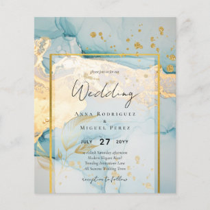 Prospectus 11,4 Cm X 14,2 Cm Belle Mer Verre Gold Mariage Inviter Turquoise