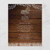 Prospectus 11,4 Cm X 14,2 Cm Bilingue Espagnol Boda Mariage RUSTIQUE Invitation (Dos)