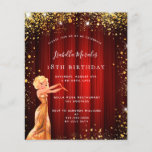 Prospectus 11,4 Cm X 14,2 Cm Birthday party red gold glitter dress movie budget<br><div class="desc">Please note that this invitation is on flyer paper and very thin. Envelopes are not included. For thicker invitations (same design) please visit our store. A modern, stylish and glamorous invitation for a 18th (or any age) birthday party, Hollywood theme. A red background with faux gold glitter dust, a girl...</div>