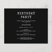 Prospectus 11,4 Cm X 14,2 Cm Black Budget 40th Birthday Invitation (Dos)