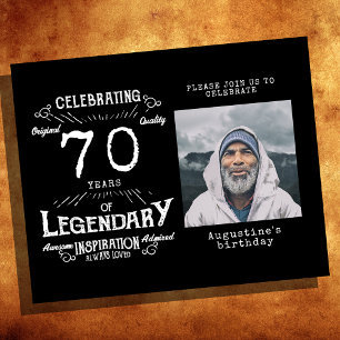 Prospectus 11,4 Cm X 14,2 Cm Black Budget 70th Birthday Invitation