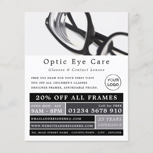 Prospectus 11,4 Cm X 14,2 Cm Black Frames, Optician, Technical Practitioner (Devant)