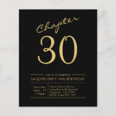 Prospectus 11,4 Cm X 14,2 Cm Black Gold Budget 30e anniversaire Invitation (Devant)