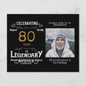 Prospectus 11,4 Cm X 14,2 Cm Black Gold Budget 80e anniversaire Invitation (Devant)