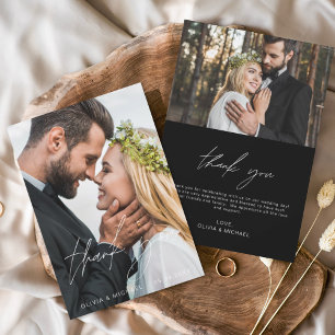 Prospectus 11,4 Cm X 14,2 Cm Black Mariage Minimaliste Merci Cartes