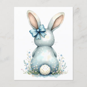 Prospectus 11,4 Cm X 14,2 Cm Bleu Bunny Tail Lapin de Pâques avec Oeufs