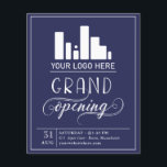 Prospectus 11,4 Cm X 14,2 Cm Bleu foncé et blanc Grand ouverture de votre logo<br><div class="desc">Grand flyer d'ouverture dans un élégant design de typographie bleu foncé et blanc pour votre entreprise,  peut-être un magasin,  un restaurant,  ou un salon de beauté. Ajoutez aussi votre propre logo !</div>