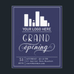 Prospectus 11,4 Cm X 14,2 Cm Bleu foncé et blanc Grand ouverture de votre logo<br><div class="desc">Grand flyer d'ouverture dans un élégant design de typographie bleu foncé et blanc pour votre entreprise,  peut-être un magasin,  un restaurant,  ou un salon de beauté. Ajoutez aussi votre propre logo !</div>