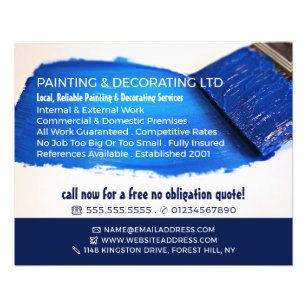 Prospectus 11,4 Cm X 14,2 Cm Bleu Peinture, Peintre & Décorateur Publicité