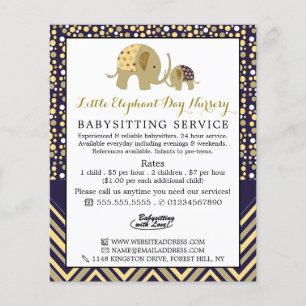 Prospectus 11,4 Cm X 14,2 Cm Blue Boho Elephant, Babysitter, Garderie, Nourritu