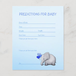 Prospectus 11,4 Cm X 14,2 Cm Blue Elephant Baby Boy Douche de prédictions Jeu