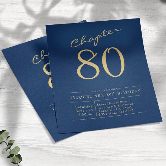 Prospectus 11,4 Cm X 14,2 Cm Blue Gold Budget 80e anniversaire Invitation