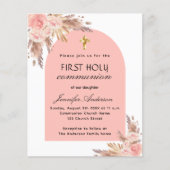 Prospectus 11,4 Cm X 14,2 Cm Blush pampas première communion invitation budgéta (Devant)