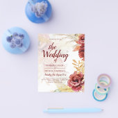 Prospectus 11,4 Cm X 14,2 Cm BOHO Bourgogne Rose Pampas Mariage (Simple)