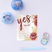 Prospectus 11,4 Cm X 14,2 Cm BOHO Bourgogne Rose Pampas Mariage (Simple)