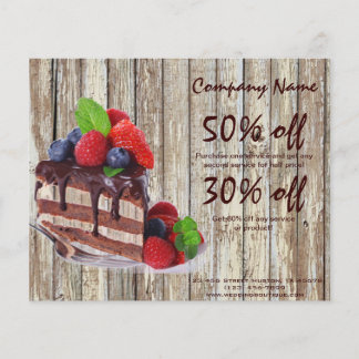 Prospectus 11,4 Cm X 14,2 Cm bois rustique dessert chocolat gâteau boulangerie