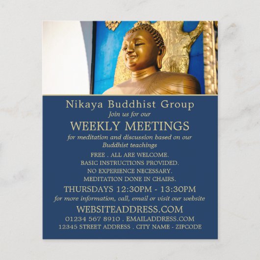 Prospectus 11,4 Cm X 14,2 Cm Bouddha Gautama, Groupe bouddhiste Publicité (Devant)