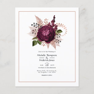 Prospectus 11,4 Cm X 14,2 Cm Bourgogne - Mariage floral Marsala et or rose