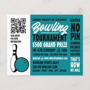Prospectus 11,4 Cm X 14,2 Cm Bowling Ball & Pin, Tournoi de bowling à dix broch