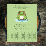 Prospectus 11,4 Cm X 14,2 Cm Brochure de grenouille mignonne - Feuilles<br><div class="desc">Un prospectus vert avec des bandes Tear Off et une illustration d'une mignonne grenouille sur son étang! Il pourrait être parfait pour toutes les activités avec des enfants comme le babysitting,  la garde d'enfants,  le tuteur,  etc</div>