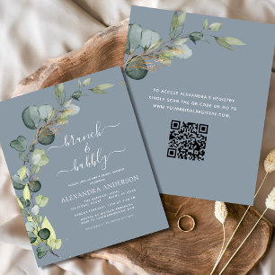 Prospectus 11,4 Cm X 14,2 Cm Brunch & Bubbly Fête des mariées QR Code Invitatio