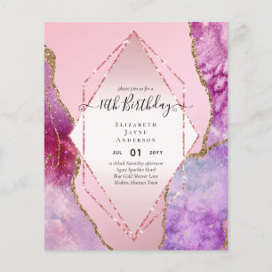 Prospectus 11,4 Cm X 14,2 Cm BUDGET 16e anniversaire Glittery AGATE Sparkle Inv